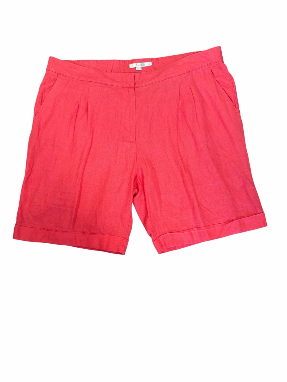 Boden Women’s US 14 Coral Pink 100% Linen Pleated High Rise Cuffed Shorts